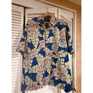 VTG. Tori Richard Shirt Men's LRG L 100% Cotton Tropical Print Button Down